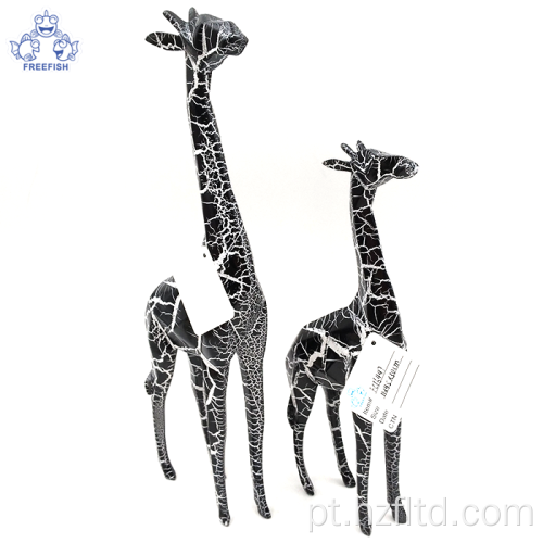 Conjunto de 2 girafas escultura em resina para decoração de casa